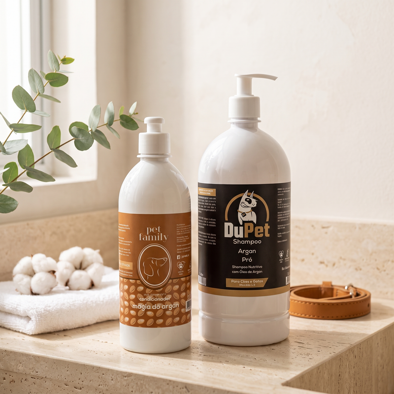 Kit Shampoo Argan Pró 1L + Condicionador Magia Do Argan 500ml - Cães e Gatos