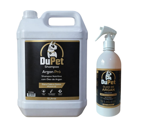 Argan Pro DuPet – Shampoo 5 Litros + Óleo Finalizador  - Restauração e Brilho - 500ml