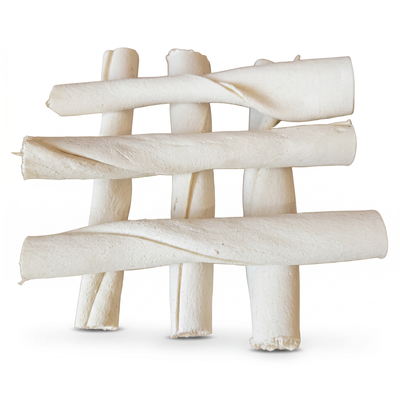 6 Unid Osso Couro Bovino Petisco Cães Tipo Twist  - 12cm