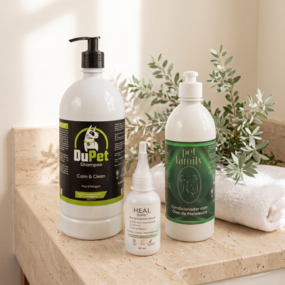 Kit Anti Coceira e Irritação Pet - Alívio Dermatite Melaleuca e Girassol