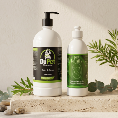Kit Banho Calmante Pet – Shampoo DuPet 1L + Leave-in Melaleuca Pet Family 500ml