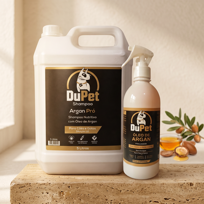Argan Pro DuPet – Shampoo 5 Litros + Óleo Finalizador  - Restauração e Brilho - 500ml