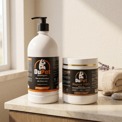 Kit Shampoo Pet Neutralizador de Odores 1L + Máscara Repair 500g DuPet Profissional