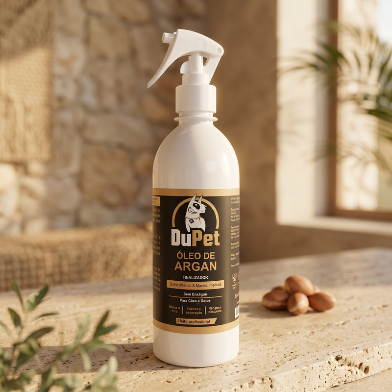 Óleo Argan Pet DuPet 500ml Brilho e Maciez Cães Gatos