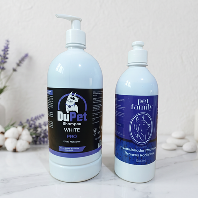 DuPet WHITE PRO Shampoo Pet 1 L + Condicionador Branqueador Matizante  500ml