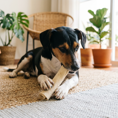 2 Unidades Osso de Couro Bovino Petisco Mastigável Para Cães Tipo Roll  - 22cm