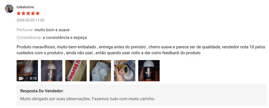 Avaliação 5 estrelas de cliente na Shopee