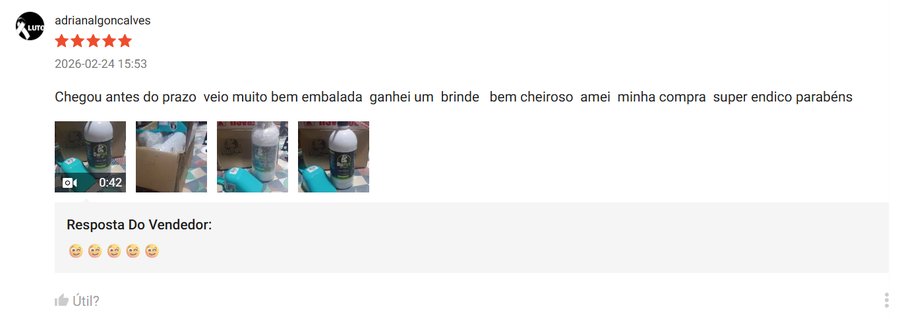 Avaliação 5 estrelas de cliente na Shopee